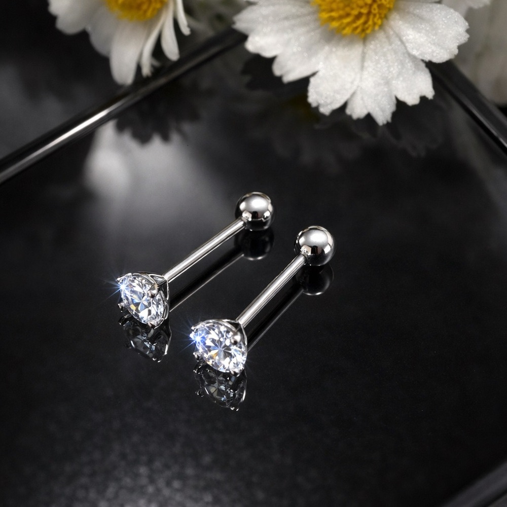 moissanite Screw backs stud earrings-0.6ct tw long post 6mm-EM017-0.3ct-9mm